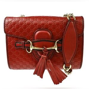 GUCCI Soft Microguccissima Mini Emily Chain Shoulder Bag Rosso